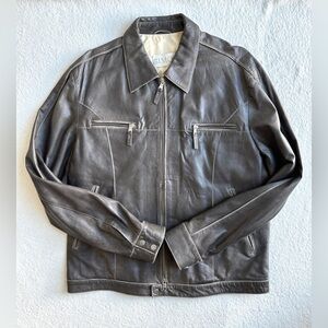 Vintage‎ Gimo's 100% Pelle Cuir Italian Leather Jacket Brown butter-soft Large